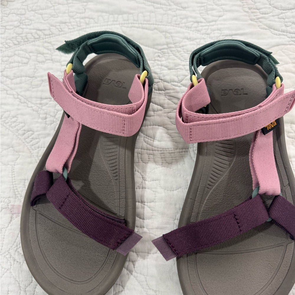 Teva Women's Sandals in Pink, Purple, and Green work once around the house